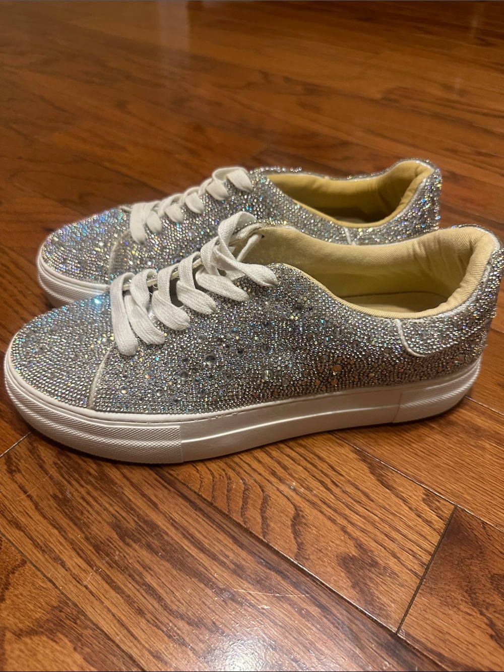 Betsey Johnson Silver Crystal Embellished Women's Sneakers
